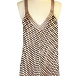 ZARA Knit Tank Top Sleeveless V-Neck Diamond Brown Pink Blouse Medium EUC Photo 8