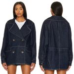 Free People  Denim Car Coat Large NWOT Photo 1