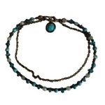 Double Strand Apatite & Aquamarine Gemstone Bracelet with Turquoise Charm & Ster Photo 0