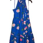 Eliza J  Floral Halter High Neck Sleeveless Tiered Dress Blue Pink‎ 8 Photo 0