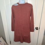 Cotton Emporium Ripped Neck Sweater Dress Cutout Swing Knit Mocha Pink M Photo 7
