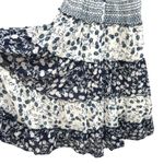 Mlle Gabrielle Mixed floral print boho smocked shirred midi maxi patchwork navy white dress Photo 3