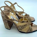 Jimmy Choo  Gold Metallic glitter Joya Block heel strappy sandals 38 Photo 6
