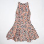Thakoon  Orange Gray Floral Flower Print Pattern Fit Flare Sleeveless Mini Dress Photo 3