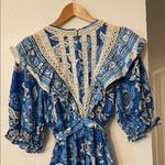 Farm Rio  Blue and White Floral Full Of Flowers Ruffle Jumpsuit Size Small Photo 8