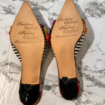 Vintage Beverly Feldman Floral Striped Pointed Toe Mules Kitten Heels Size 7.5 Black Photo 5