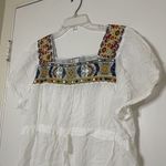 Johnny Was  Sheer white embroidered floral drawstring tunic dress size Large Photo 1