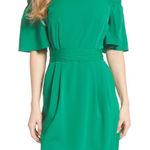 Eliza J Green Off Shoulder Belted Dress Size 12 Short Sleeve Knee Length Photo 0