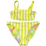 Old Navy NEW Multi Tie Dye Yellow Stripe Reversible Bandeau Bikini Small/Medium Photo 3