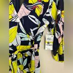 Maison Jules NWT Madison Jules Sydney Navy Blue Surplice Faux Wrap Tie Waist Floral Romper M Photo 5