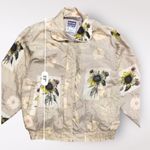 Details Sportswear Vintage Silk Sunflower Bomber Jacket Womens Size Small Photo 2