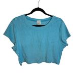 Aerie Offline by  Aqua Blue Terrycloth Smiley Face Cropped Tee Photo 2