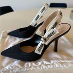 Christian Dior Dior J'Adior Black Technical Fabric Pointed Toe Logo Slingback Heels EU 38 US 8 Photo 3
