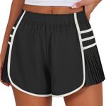 Brown Pleated Athletic Shorts with Black Trim Photo 3