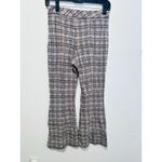 ROSETTA GETTY Poppy Plaid Pull On Flared Hemline Cropped Plaid Pants size Small Gray Photo 3