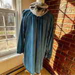 Tommy Hilfiger Blue Chambray Long Sleeve Shirt Dress Gray Hoodie Weekend Casual Photo 2