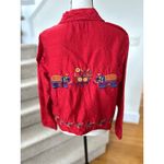 Chico's Vintage  Red Silk Rajasthani India Embroidered Mirror Elephant Jacket Photo 2