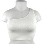 Aritzia Babaton Women's White One Shoulder Sleeveless Rib Knit Crop Top Size XL Photo 0