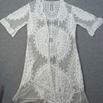 Rachel Zoe Lace Boho Duster Cardigan Women's One Size White Long Short Sleeve Photo 0