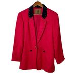 Vintage‎ Saddle Ridge Vintage Western Red Studded Blazer M Black Suede Collar Size M Photo 2