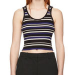 3.1 Phillip Lim Black and Blue Multi-Stripe Cropped Tank Top Size XS $275 Photo 0