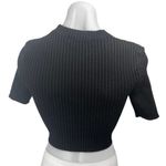 ZARA  Women's Black Rib Knit short Sleeve High Neck Stretch Cropped Sweater Top S Photo 1