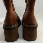 Zodiac  10M Julia Brown Faux Leather Wedge Lug Ankle Platform Boot Zipped Comfort Photo 5