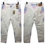 Levi's NEW Levi’s 501 Jeans High Rise Straight Leg White Tie-Dye Button Fly Womens 31 Photo 1