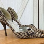 Dollhouse Houndstooth Fabric Buckle Pointed Toe Heels Tan Brown 7.5 Photo 0