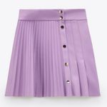 ZARA  Lilac Vegan Faux Leather Pleated Mini Skirt Size XS Bloggers Fave RARE‎ Photo 3