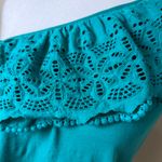Anthropologie One Shoulder Eyelet RUffle Knit Top Shirt Blouse Size Small Green Photo 2
