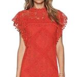 Tularosa Womens Clayton Tunic Pom Pom Mini Dress Red Lace Revolve Size XS Photo 0