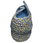 MAGID NWT Blue Natural Tan Woven Straw Zip Top Tote Bag Photo 4