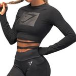 Gymshark large blackout black Friday wrap waist tie crop top TLS1 2733 Photo 0