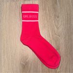 “Girl Boss” Pink & White Socks Photo 1
