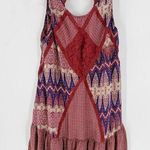 Umgee  Patchwork Boho Keyhole Ruffle Tunic Mini Dress Photo 0