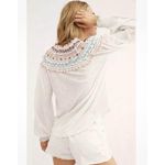 Free People Siesta Fiesta Boho Peasant Style Embroidered Top Women's Medium Photo 2