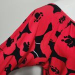 Ny&co NY& Red & Black Poppy Floral ¾ Sleeve Jersey Knit Blouse Size Medium Photo 1
