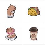 4PCS Capybara Enamel Pin Set Brown Photo 0