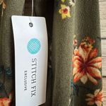 Nine Britton  Top Women’s Sz Small Billie Tie Front Brushed Knit Olive Floral NWT Photo 4