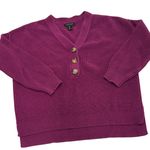 Rachel Zoe Sweater Womens Large Pink Purple Ribbed Knit Henley Photo 0