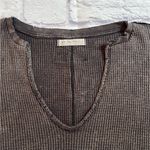 Free People waffle knit oversized pullover sweatshirt black brown charcoal grey Photo 1