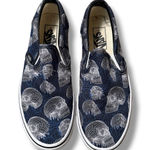 Vans  Classic Slip-On Sneakers Women's 8 Skull Wireframe Print Blue Casual Photo 0