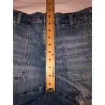 Aerie Jean Shorts Size S Blue Denim Elastic Waist Raw Edge Relaxed Zip Front Photo 5