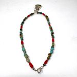 Vintage Navajo sterling silver Kokopelli, inlaid green Jasper, turquoise nklc Photo 11
