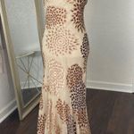 Vintage Cream Tan Floral Flower Mermaid Fairy Maxi Dress Made in USA M / 8 Photo 6