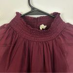 Joie NWT  Burgundy Wine Long Sleeve Sheer Smocked Blouse Photo 2
