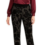 Liz Claiborne Liz‎ Claiborne Career Black Floral Velvet Flocked Stretch Dress Pants Size Large Photo 0