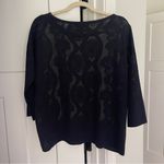 Ming Wang  Navy Sweater Camisole Sheer Floral Print Photo 3