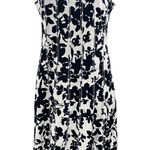 Ann Taylor  LOFT Navy Floral Square Neck Sleeveless Midi A-Line Tank Dress Size 6 Photo 0
